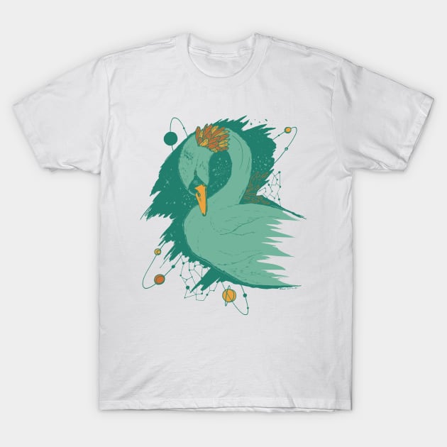 Mountain Green Swan Among The Stars T-Shirt by kenallouis